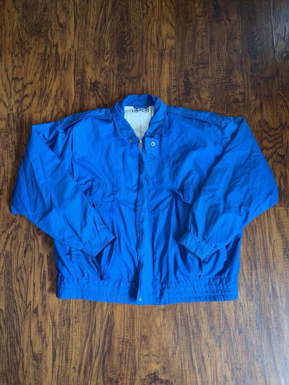 Vintage Dash Royal Blue Lightweight Zip-Up Bomber Windbreaker Jacket